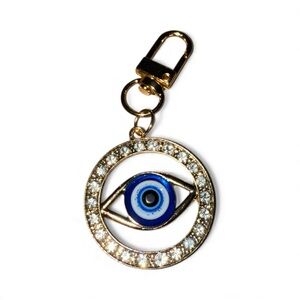 Mint Gold and Blue Eye Zipper Pull or Keychain